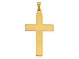 14K Yellow Gold with White Rhodium Polished and Satin Cross Dove Pendant