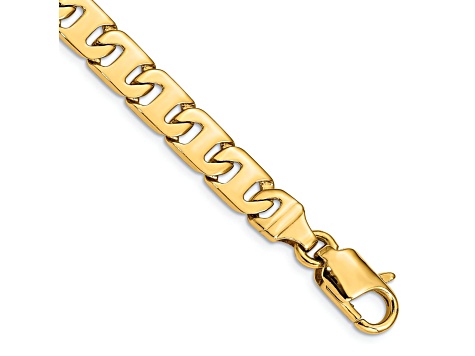 14K Yellow Gold 8.3mm Hand-Polished Fancy Link Bracelet