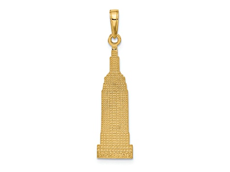 14k Yellow Gold Textured Empire State Building Pendant
