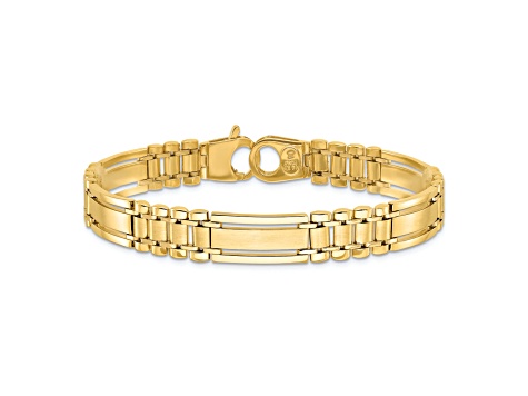 14K Yellow Gold Polished and Satin 8.5-inch Men's Link Bracelet
