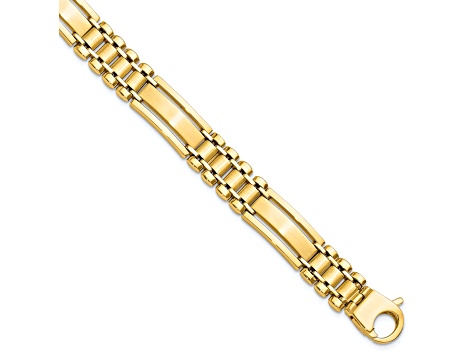 14K Yellow Gold Polished and Satin 8.5-inch Men's Link Bracelet