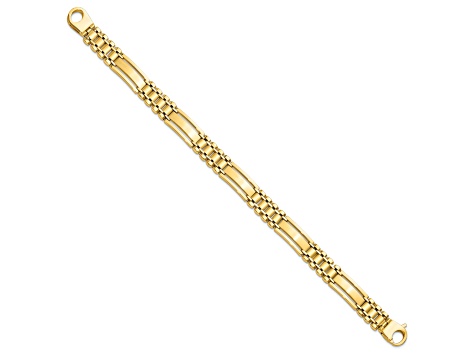 14K Yellow Gold Polished and Satin 8.5-inch Men's Link Bracelet