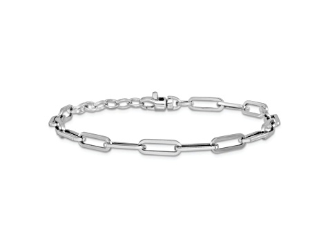 14K White Gold Polished Fancy Link with 1-inch Extension Bracelet