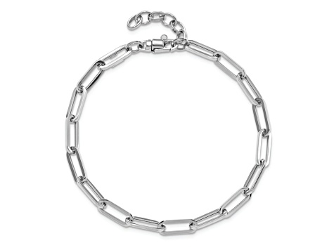 14K White Gold Polished Fancy Link with 1-inch Extension Bracelet