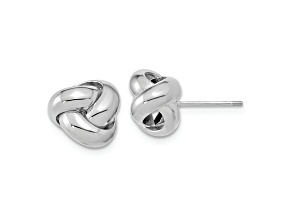 Rhodium Over 14k White Gold Polished Love Knot Stud Earrings