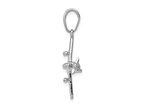 Rhodium Over 14k White Gold Low-Wing Airplane Pendant