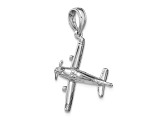 Rhodium Over 14k White Gold Low-Wing Airplane Pendant