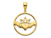 14k Yellow Gold Claddagh Circle Pendant