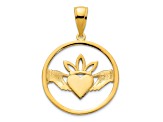 14k Yellow Gold Claddagh Circle Pendant