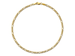 14k Yellow Gold 2.5mm Figaro Link Bracelet, 7 Inches