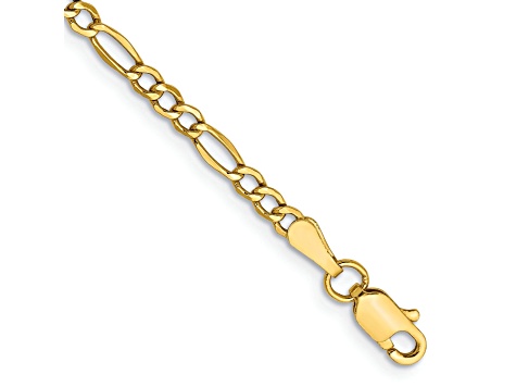 14k Yellow Gold 2.5mm Figaro Link Bracelet, 7 Inches