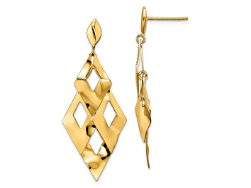 Picture of 14K Yellow Gold Polished and Brushed Post Dangle Chandelier Earrings