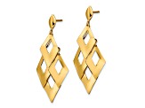 14K Yellow Gold Polished and Brushed Post Dangle Chandelier Earrings