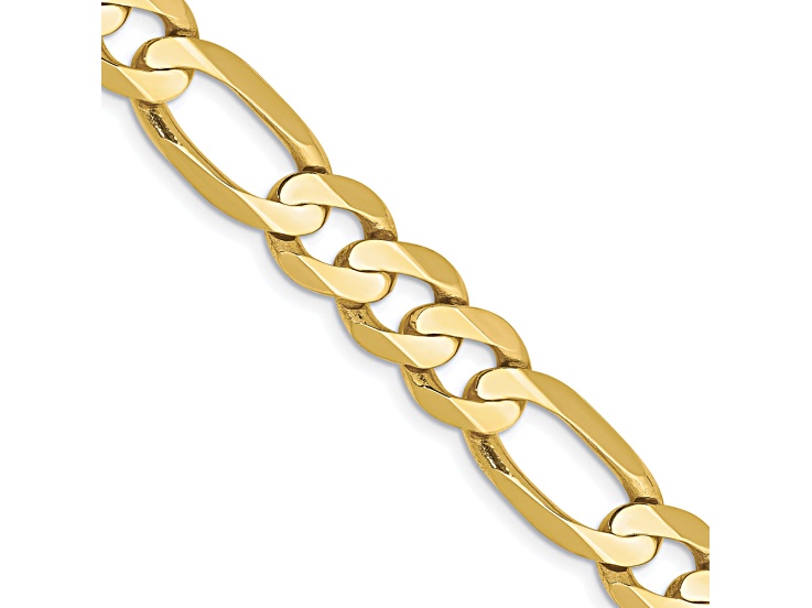 10k Yellow Gold 8.75mm Concave Open Figaro Link Bracelet