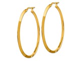 14k Yellow Gold 2" Large Knife Edged Oval Hoop Earrings