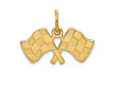 14k Yellow Gold Textured Racing Flags Pendant