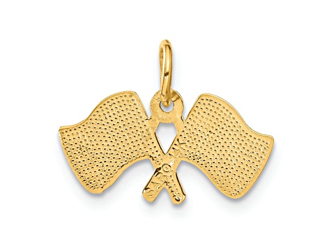 Gold Racing Flags 14k Yellow Gold Textured Racing Flags Pendant - 11WMNA | JTV