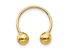14k Yellow Gold Single Beaded 1/2" Half Hoop Earring