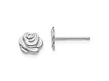 Picture of Rhodium Over 14k White Gold Polished Rose Post Earrings