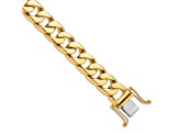 14k Yellow Gold and 14k White Gold 12mm Hand-polished Flat Beveled Curb Link Bracelet