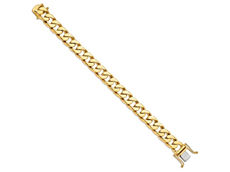 14k Yellow Gold and 14k White Gold 12mm Hand-polished Flat Beveled Curb Link Bracelet