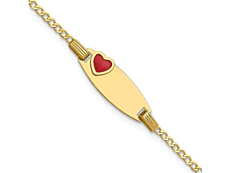 14k Solid Gold Red Heart Bracelet