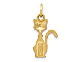 14k Yellow Gold Satin and Diamond-Cut Tom Cat Pendant