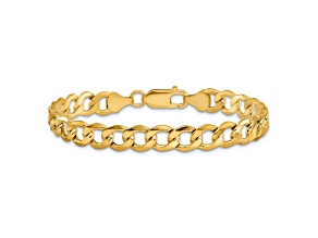 14k Yellow Gold 7mm Curb Link Bracelet, 7 Inches