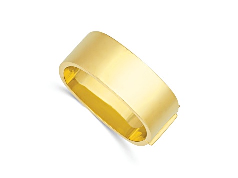 14K Yellow Gold Polished Flat 25mm Hinged Bangle