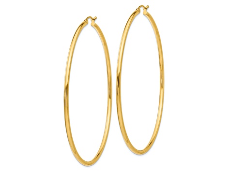 14k Yellow Gold Polished 2 9/16" Tube Hoop Earrings