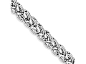 Rhodium Over 14k White Gold 4.3mm 3-Wire Wheat Link 22 Inch Chain