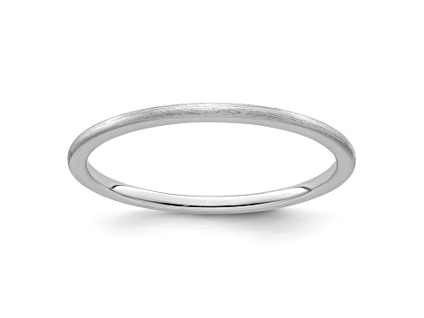 Rhodium Over 10K White Gold 1.2mm Half Round Satin Stackable Expressions Band