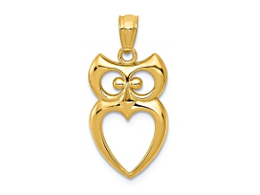 14k Yellow Gold Polished Cut-Out Owl Pendant