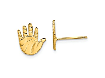 Picture of 14k Yellow Gold Single Hand Print Stud Earrings