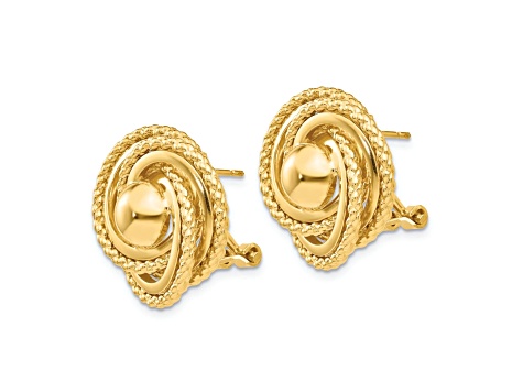 14k Yellow Gold 19mm Polished and Diamond-Cut Twisted Fancy Stud Earrings