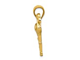 14k Yellow Gold Solid Polished and Textured Open-Backed Flamingo Pendant