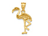 14k Yellow Gold Solid Polished and Textured Open-Backed Flamingo Pendant