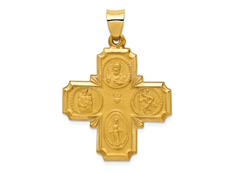 14K Yellow Gold Four-Way Medal Hollow Pendant