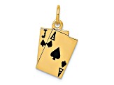 14k Yellow Gold Enameled Blackjack Playing Cards Charm Pendant