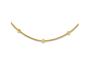 14K Yellow Gold Polished and Diamond-cut Beaded Necklace