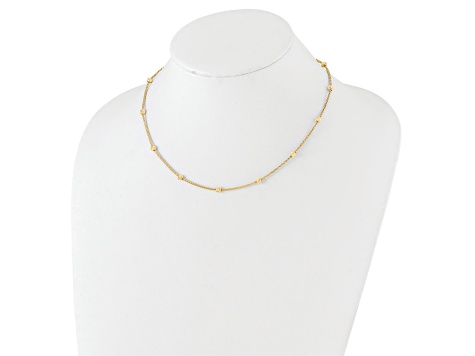 14K Yellow Gold Polished and Diamond-cut Beaded Necklace