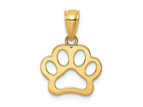 14K Yellow Gold Dog Paw Pendant