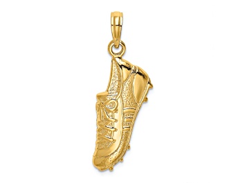 Picture of 14k Yellow Gold Polished and Textured Open-backed Soccer Cleat Shoe pendant