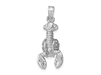 Picture of Rhodium Over 14k White Gold Textured Moveable Lobster Pendant