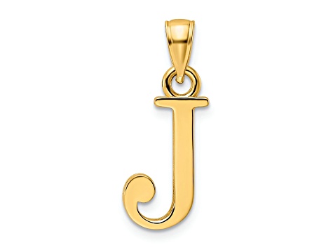 14k Yellow Gold Polished Letter J Pendant