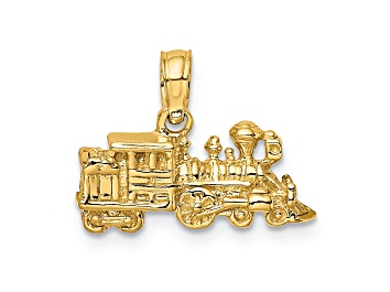 Picture of 14k Yellow Gold Textured Miniature Train Charm