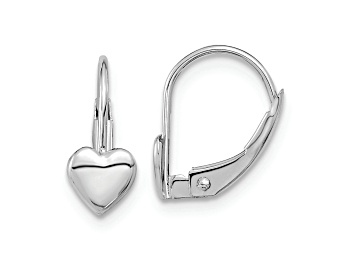 Picture of Rhodium Over 14k White Gold Children's Heart Dangle Earrings