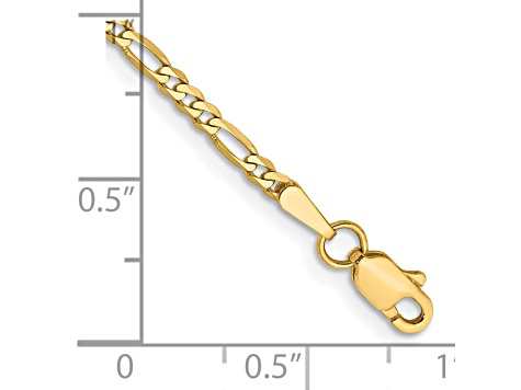 14K Yellow Gold 2.25mm Flat Figaro Chain Bracelet