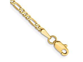 14K Yellow Gold 2.25mm Flat Figaro Chain Bracelet
