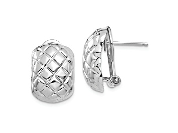 Picture of Rhodium Over 14k White Gold Polished and Textured Quilted Stud Earrings